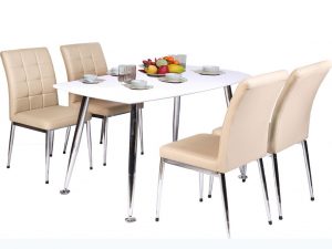 BỘ BÀN GHẾ ĂN B68 TRẮNG + G68